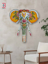 KB ART Handcrafted Wooden Elephant Wall Decor - 18-Inch Pattachitra Inspired Handpainted Art from Jodhpur